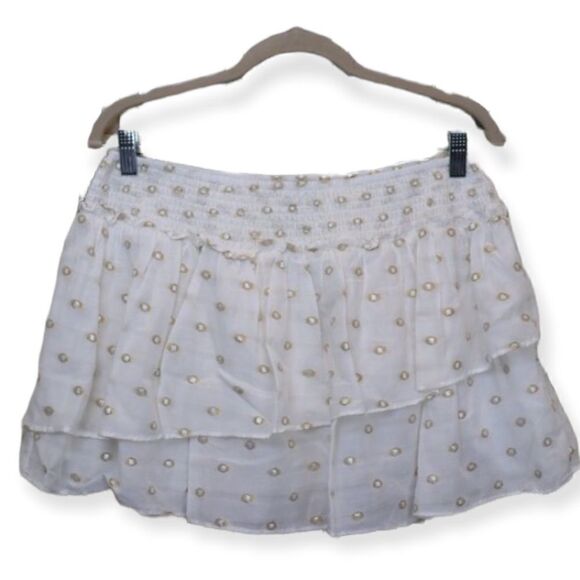 Zara Ruffle Rushed Polka Dot Mini Skirt - Picture 2 of 6
